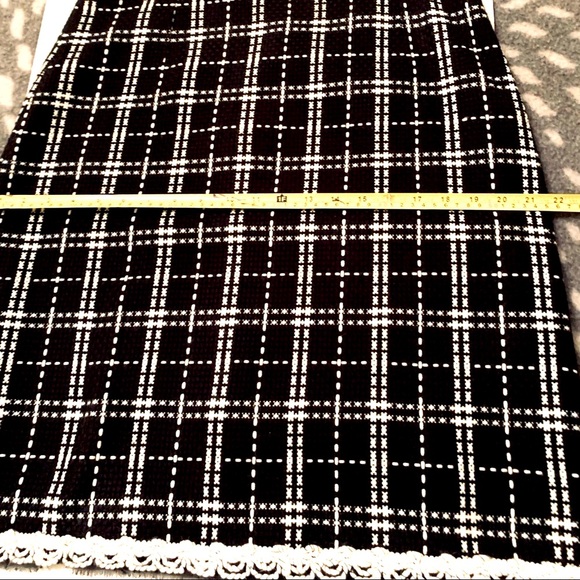 Black & white plaid mini wool blend pencil skirt white lace at finish line US 12 - Picture 8 of 11